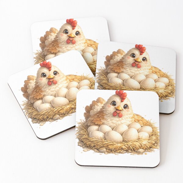 Item preview, Cute Hen Nesting Fresh Eggs designed and sold by krujoArt.