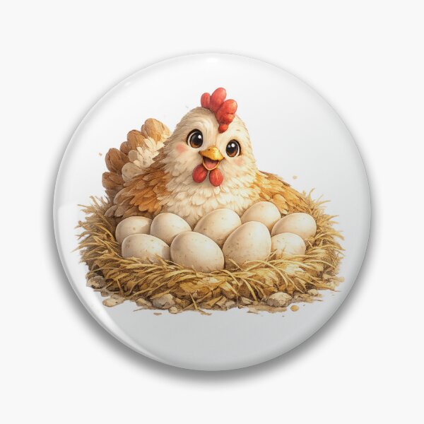 Item preview, Cute Hen Nesting Fresh Eggs designed and sold by krujoArt.