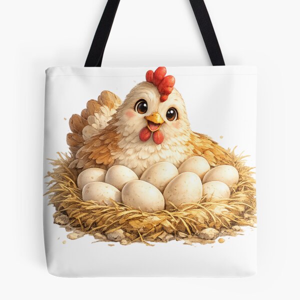 Item preview, Cute Hen Nesting Fresh Eggs designed and sold by krujoArt.