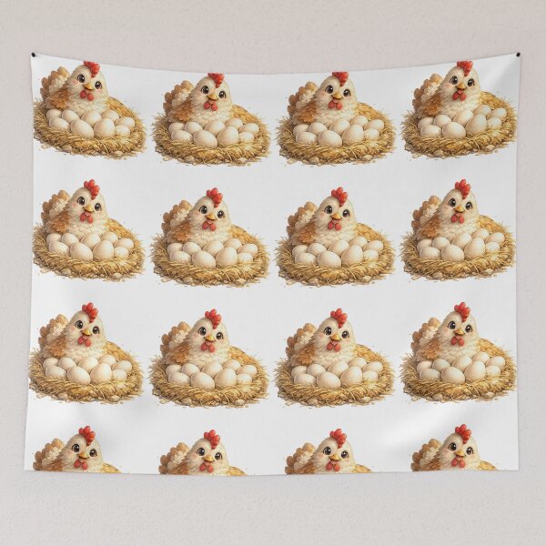 Item preview, Cute Hen Nesting Fresh Eggs designed and sold by krujoArt.