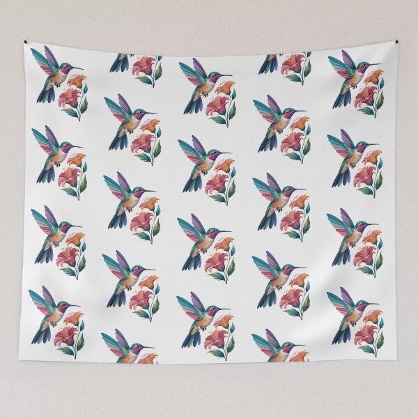 Item preview, cute flowers with Colorful Birds designed and sold by QuiteOrbit.
