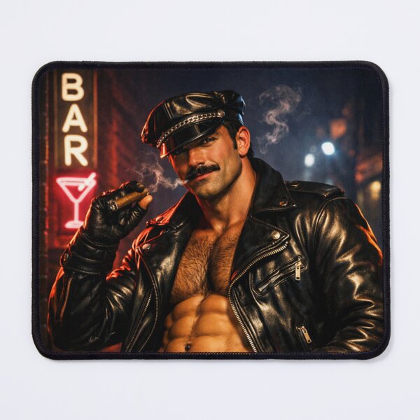 Item preview, Gay Leather Bar Cigar Smoking Daddy Berlin Leder Pride Graphic Design designed and sold by ItsAKinkThing.