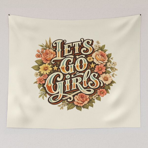 Item preview, Let's Go Girls, Retro Vintage Floral designed and sold by graphic-genie.