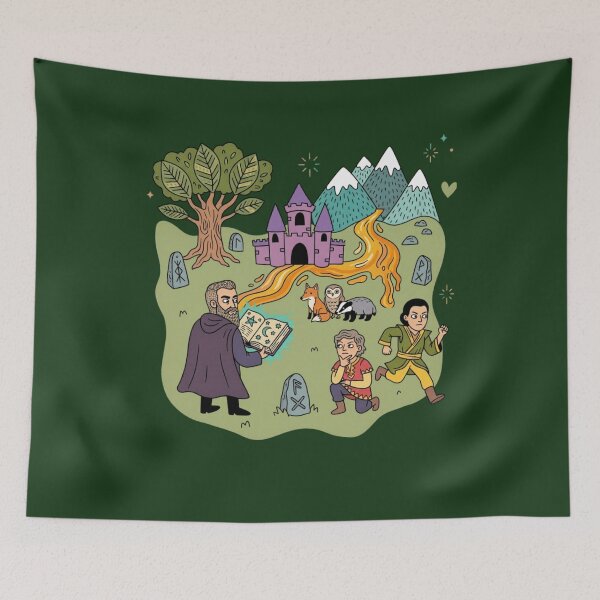 Item preview, Whimsical Fantasy Adventure Wizard Castle Rainbow Kids Design designed and sold by Farhad Mamo.