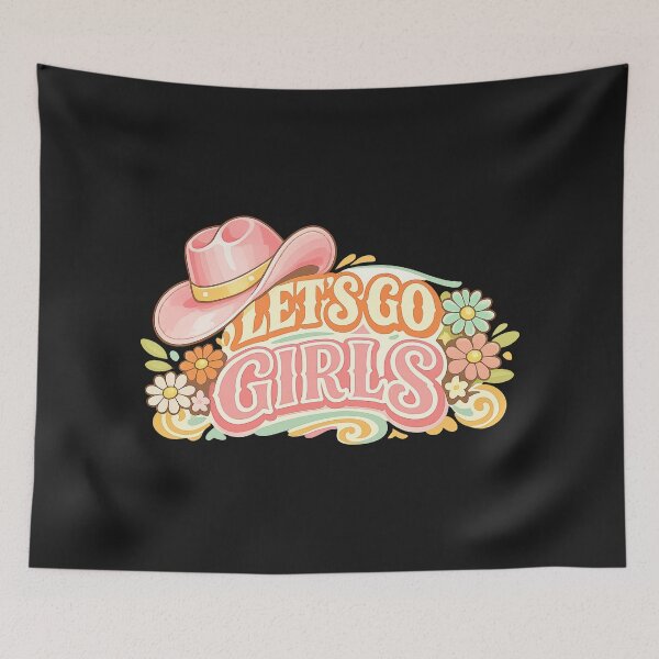 Item preview, Let's Go Girls, Retro Vintage Pastel Floral designed and sold by graphic-genie.