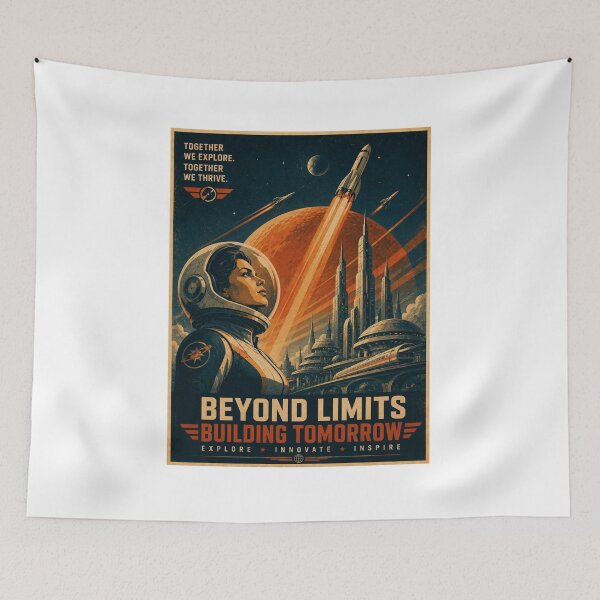 Item preview, Beyond Limits Building Tomorrow – Retro Futuristic Space designed and sold by Fleetwood1994.