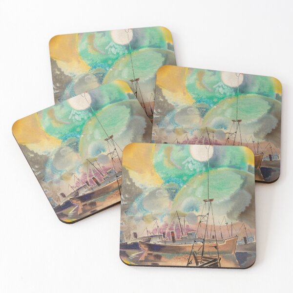 Item preview, Vibrant Harbor Scene Expressionist Boats designed and sold by Ariadne-Creates.