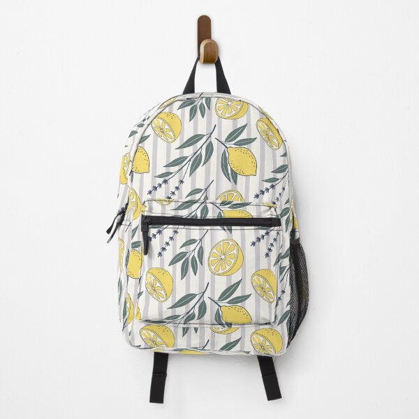 Item preview, Lemon and Lavender Stripe Pattern | Fresh Citrus Garden Aesthetic | Vintage Lemon Grove Design | Boho Lemon and Herb Print | Sunny Mediterranean Lemon Stripe | Retro Citrus Botanical Pattern designed and sold by VivaFy.