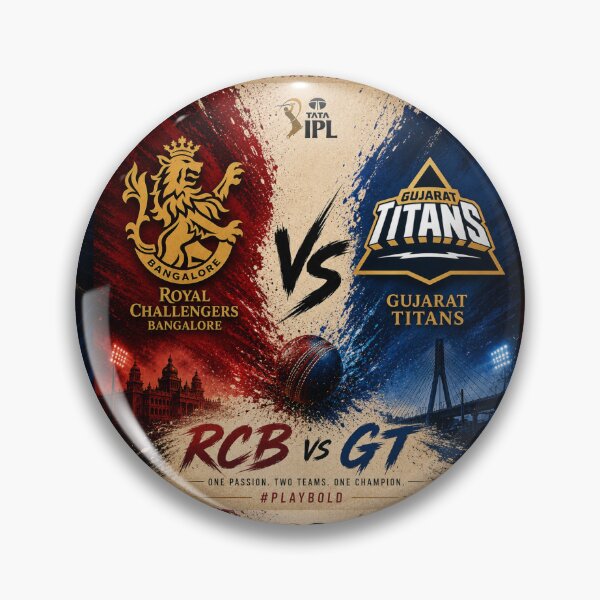 Item preview, Royal Challengers Bangalore vs Gujarat Titans – IPL Rivalry art designed and sold by Crick-Art.