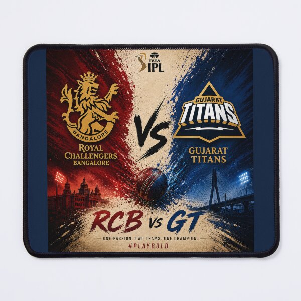 Item preview, Royal Challengers Bangalore vs Gujarat Titans – IPL Rivalry art designed and sold by Crick-Art.