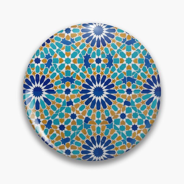 Item preview, Moroccan Geometric Blue and Gold Zellij Pattern designed and sold by SplashTastic.