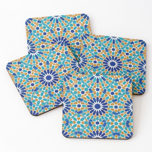 Item preview, Moroccan Geometric Blue and Gold Zellij Pattern designed and sold by SplashTastic.