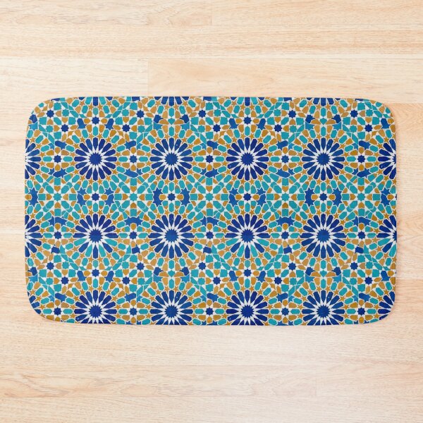 Item preview, Moroccan Geometric Blue and Gold Zellij Pattern designed and sold by SplashTastic.