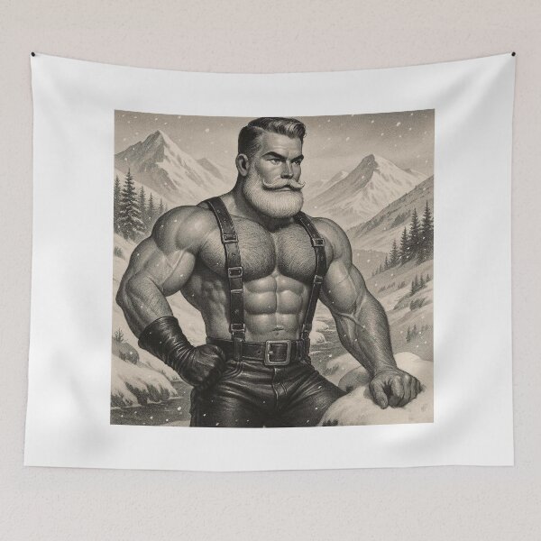 Item preview, Gay Leather Christmas In July Australia Fistful of Snow Lumberjack Daddy Christmas Graphic Design designed and sold by ItsAKinkThing.