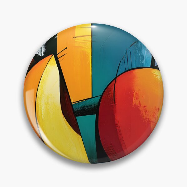Item preview, Peaches in Geometric Bloom - Vibrant Fruit and Leaves Shaped by Bold Color and Abstract Design designed and sold by OlfactoART Studio.