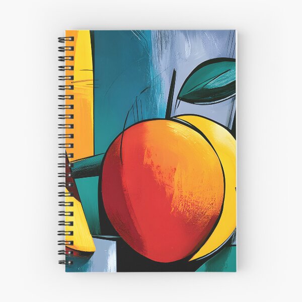 Item preview, Peaches in Geometric Bloom - Vibrant Fruit and Leaves Shaped by Bold Color and Abstract Design designed and sold by OlfactoART Studio.