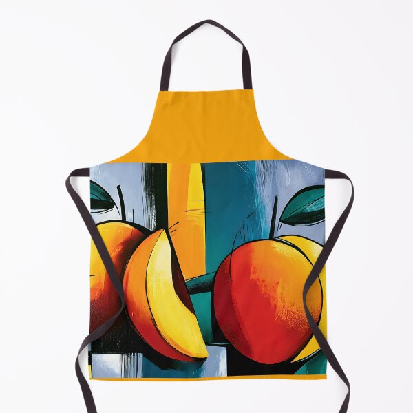 Item preview, Peaches in Geometric Bloom - Vibrant Fruit and Leaves Shaped by Bold Color and Abstract Design designed and sold by OlfactoART Studio.