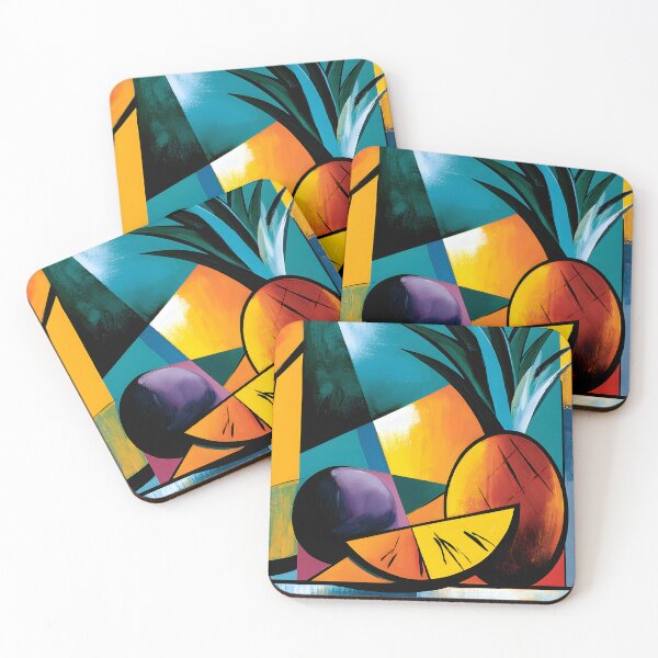 Item preview, Tropical Harvest in Abstract Color - Pineapple Melon and Vibrant Fruit Shapes in Geometric Motion designed and sold by OlfactoART Studio.
