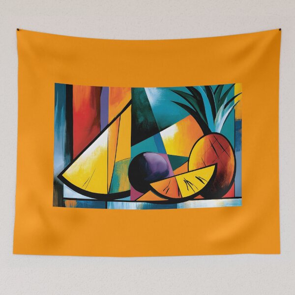 Item preview, Tropical Harvest in Abstract Color - Pineapple Melon and Vibrant Fruit Shapes in Geometric Motion designed and sold by OlfactoART Studio.