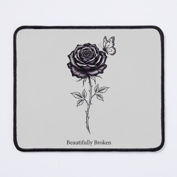 Item preview, Beautifully Broken Vintage Dark Rose and Butterfly Illustration designed and sold by Ortsas.