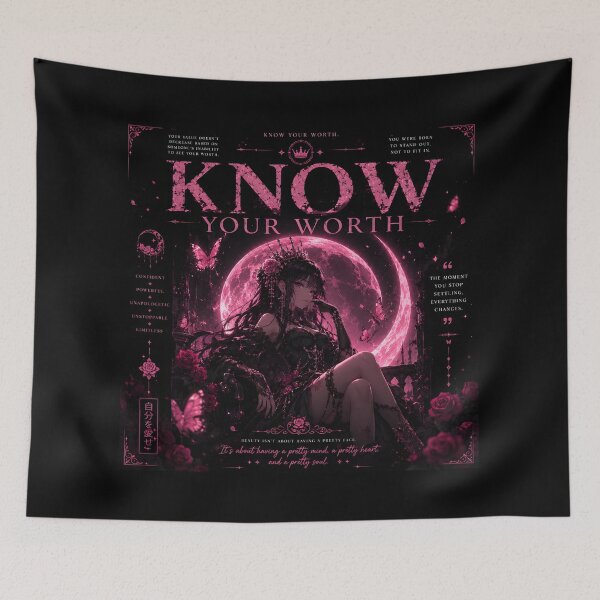 Item preview, Anime Girl Know Your Worth Feminine Power Inspirational Aesthetic Design designed and sold by ArtsyGlaze.