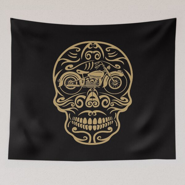 Item preview, GOLDEN RETRO SKULL-MOTORCYCLE designed and sold by PUBLI-KREA.