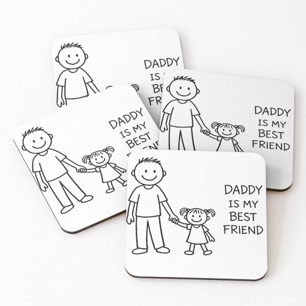 Item preview, Daddy Is My Best Friend Cute Father Daughter Stick Figure Line Art designed and sold by Arbacus.