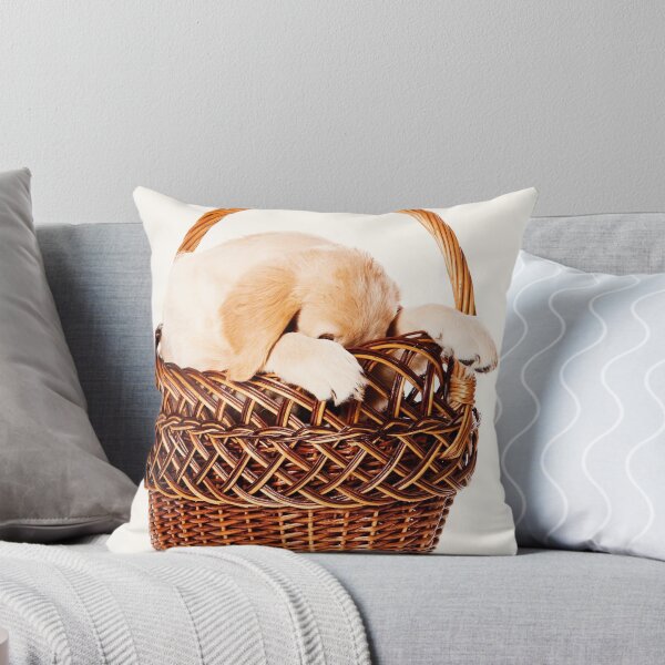 Item preview, Beige retriever puppy hiding in a basket designed and sold by utekhina.