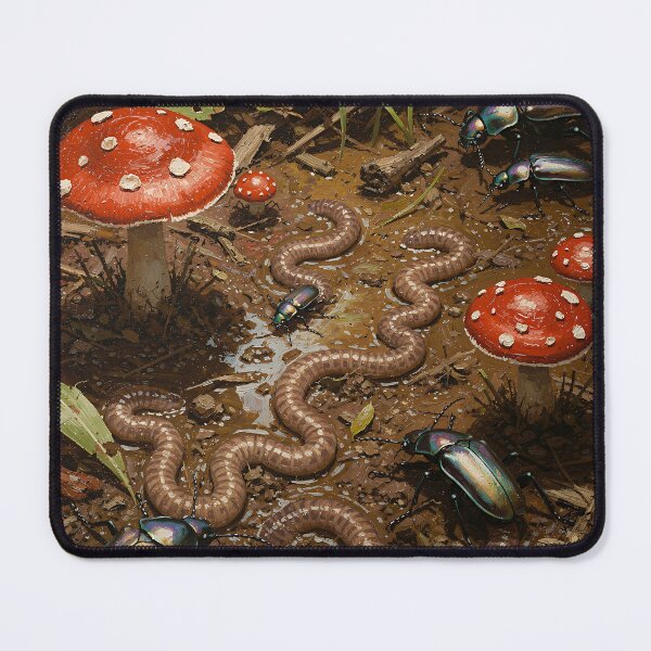 Item preview, Enchanted Forest Floor Wildlife Illustration  Mushrooms, Beetles & Earthworms designed and sold by cr6zym1nd.