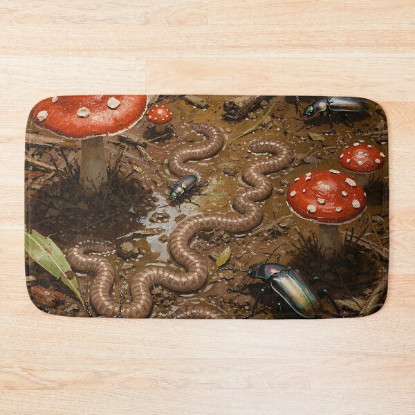 Item preview, Enchanted Forest Floor Wildlife Illustration  Mushrooms, Beetles & Earthworms designed and sold by cr6zym1nd.