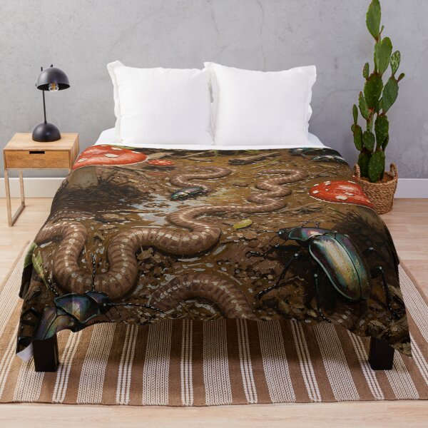 Item preview, Enchanted Forest Floor Wildlife Illustration  Mushrooms, Beetles & Earthworms designed and sold by cr6zym1nd.