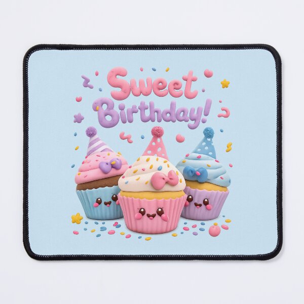 Item preview, Kawaii Cupcake Birthday Party | Cute 3D Pastel Dessert Art designed and sold by Moons Studio.