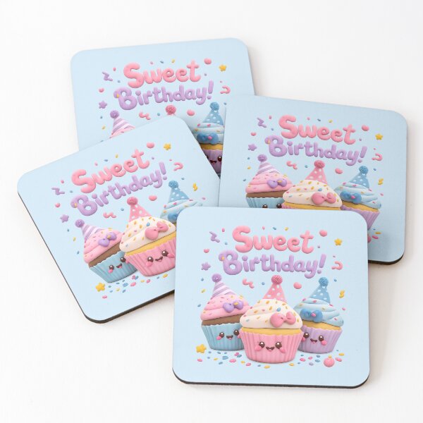 Item preview, Kawaii Cupcake Birthday Party | Cute 3D Pastel Dessert Art designed and sold by Moons Studio.