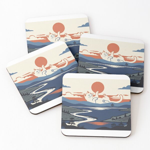 Item preview, Cat Playing with Sun Japanese Woodblock Print Style designed and sold by Shirt-Otakus.