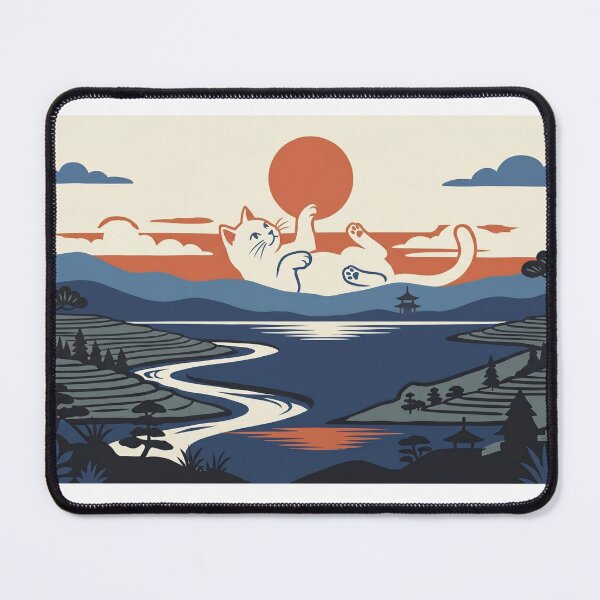Item preview, Cat Playing with Sun Japanese Woodblock Print Style designed and sold by Shirt-Otakus.
