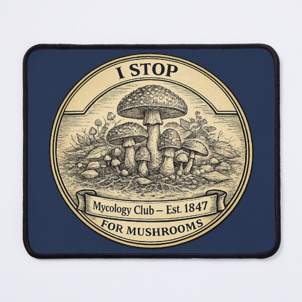 Item preview, I Stop for Mushrooms Mycology Club Vintage Badge designed and sold by CalmCapy Co.