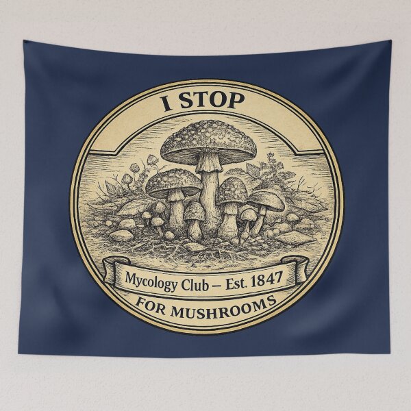 Item preview, I Stop for Mushrooms Mycology Club Vintage Badge designed and sold by CalmCapy Co.