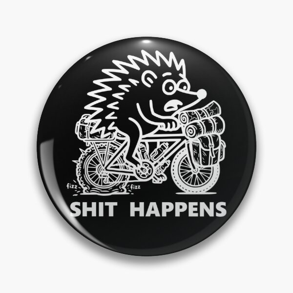 Item preview, Shit Happens Funny Bikepacking Hedgehog Gravel Bike T-Shirt designed and sold by The Bold Line Studio.