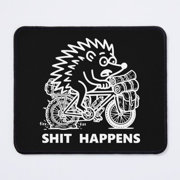 Item preview, Shit Happens Funny Bikepacking Hedgehog Gravel Bike T-Shirt designed and sold by The Bold Line Studio.