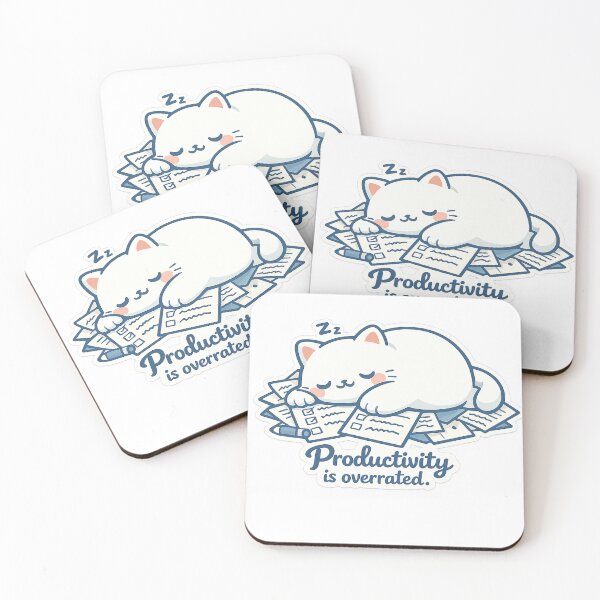 Item preview, Productivity Is Overrated Cat Sticker | Sleepy To-Do List Kawaii Decal designed and sold by CozyNekoClub.