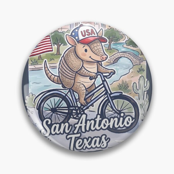 Item preview, San Antonio Texas Bicycling Armadillo Cute Cyclist Skyline  designed and sold by HowToCanadian.