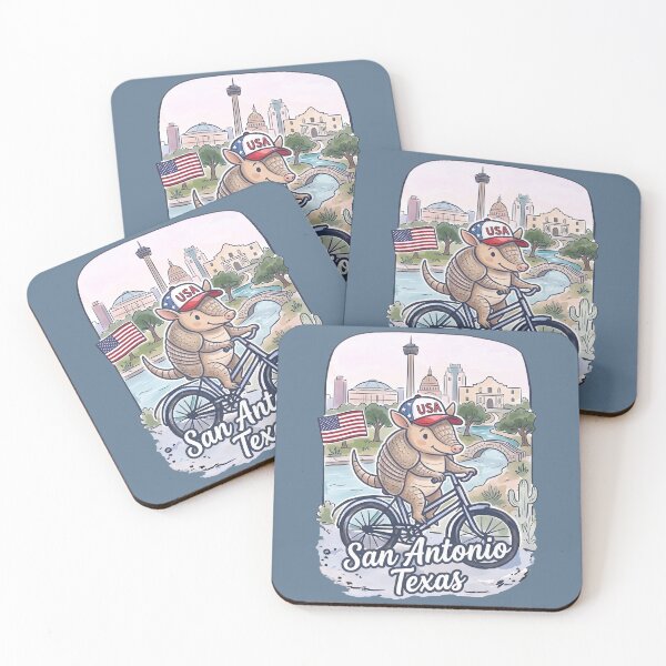 Item preview, San Antonio Texas Bicycling Armadillo Cute Cyclist Skyline  designed and sold by HowToCanadian.