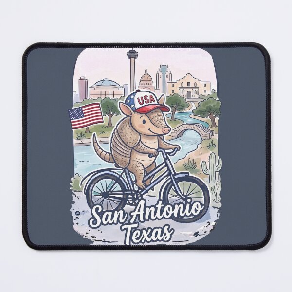 Item preview, San Antonio Texas Bicycling Armadillo Cute Cyclist Skyline designed and sold by HowToCanadian.