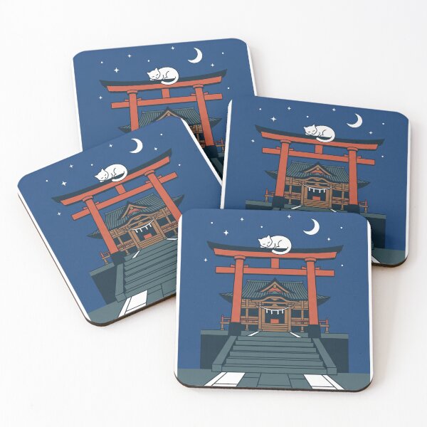 Item preview, Sleeping cat on Japanese torii gate designed and sold by Shirt-Otakus.