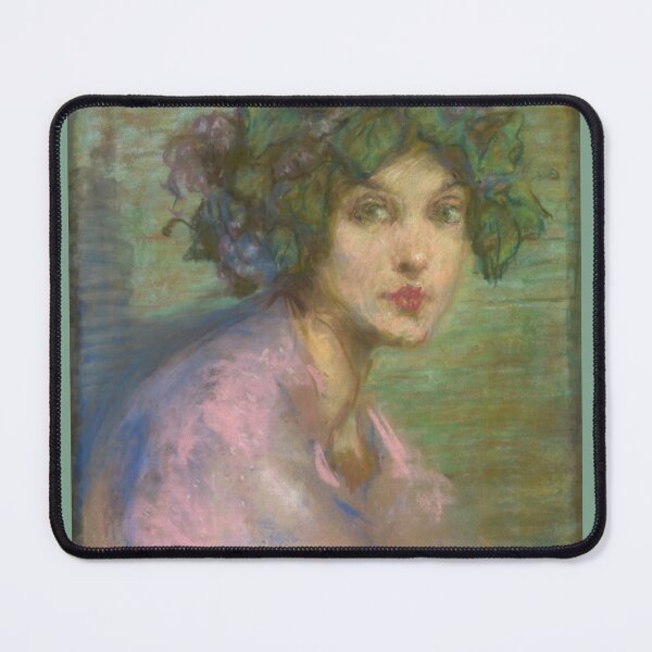 Item preview, Bacchante, Woman Crowned with Grapes, Dreamy Pastel Portrait Print designed and sold by Ariadne-Creates.