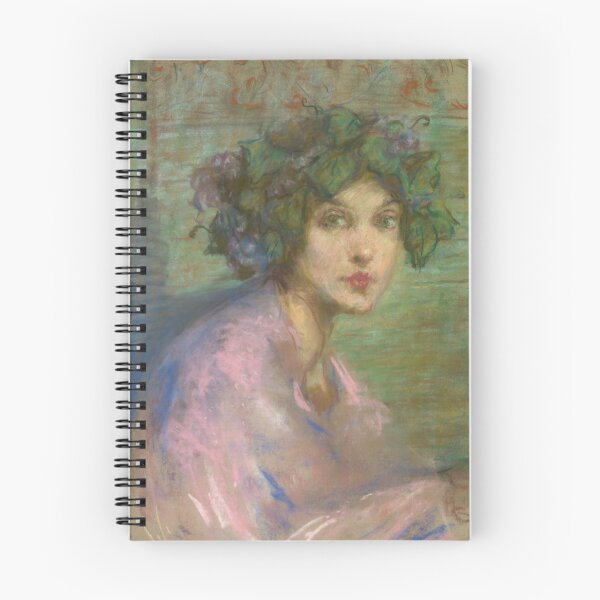 Item preview, Bacchante, Woman Crowned with Grapes, Dreamy Pastel Portrait Print designed and sold by Ariadne-Creates.