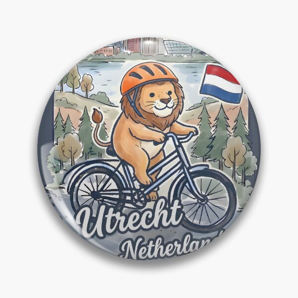 Item preview, Utrecht Netherlands Bicycling Lion Cute Cyclist Skyline  designed and sold by HowToCanadian.