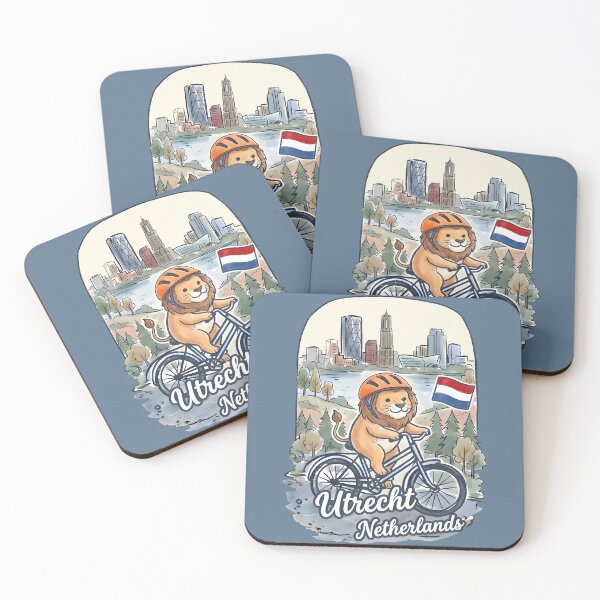 Item preview, Utrecht Netherlands Bicycling Lion Cute Cyclist Skyline  designed and sold by HowToCanadian.