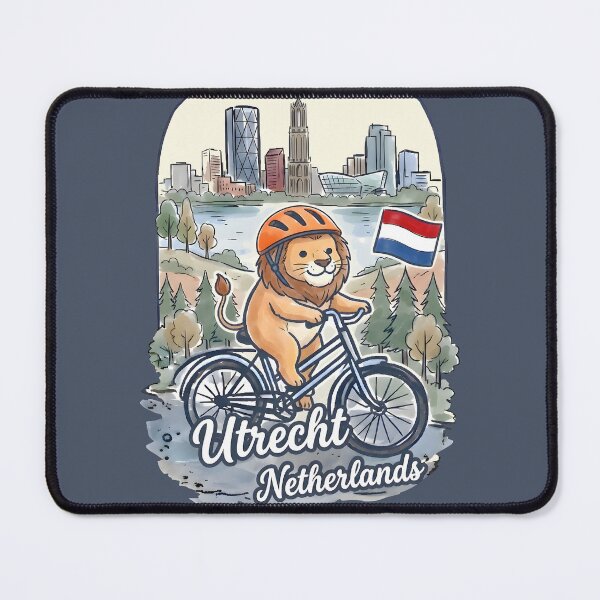 Item preview, Utrecht Netherlands Bicycling Lion Cute Cyclist Skyline  designed and sold by HowToCanadian.