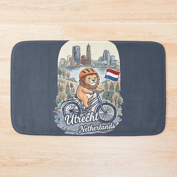 Item preview, Utrecht Netherlands Bicycling Lion Cute Cyclist Skyline  designed and sold by HowToCanadian.